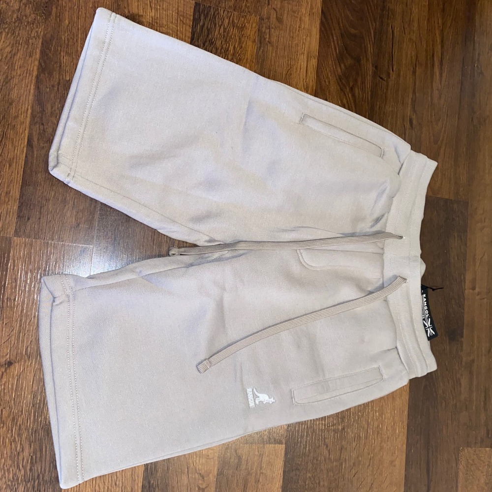 Kangol Sweat‎ Shorts Lounge Drawstring Casual Comfy Beige Brown Mens Size Small